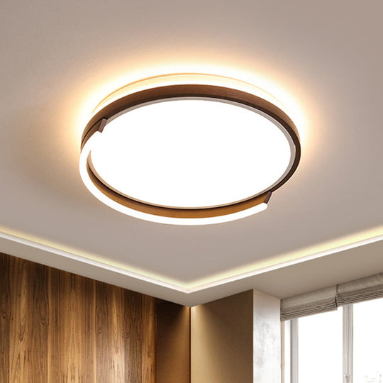 Contemporary Circular Metal Flush Mount Lamp - Coffee 16’/19.5’ Wide Led Ceiling Lighting