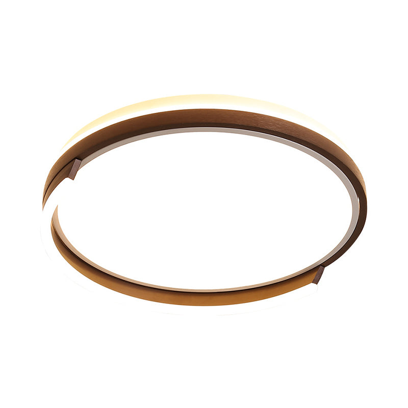 Contemporary Circular Metal Flush Mount Lamp - Coffee 16/19.5 Wide Led Ceiling Lighting White/3