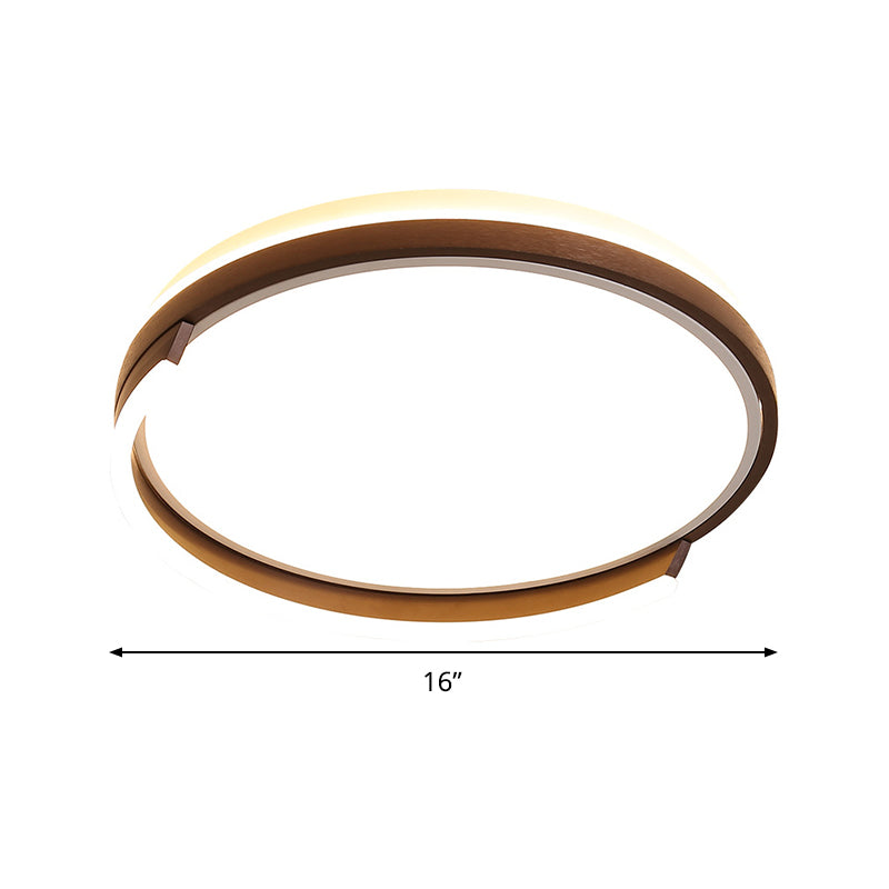 Contemporary Circular Metal Flush Mount Lamp - Coffee 16/19.5 Wide Led Ceiling Lighting White/3