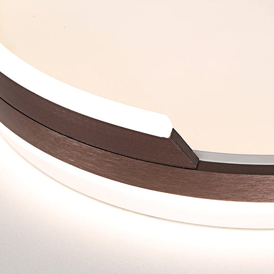 Contemporary Circular Metal Flush Mount Lamp - Coffee 16’/19.5’ Wide Led Ceiling Lighting
