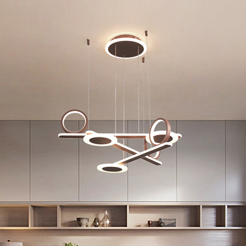 Contemporary Acrylic Led Chandelier: Coffee Ring Pendant Light In Warm/White 31.5’/39’ Wide