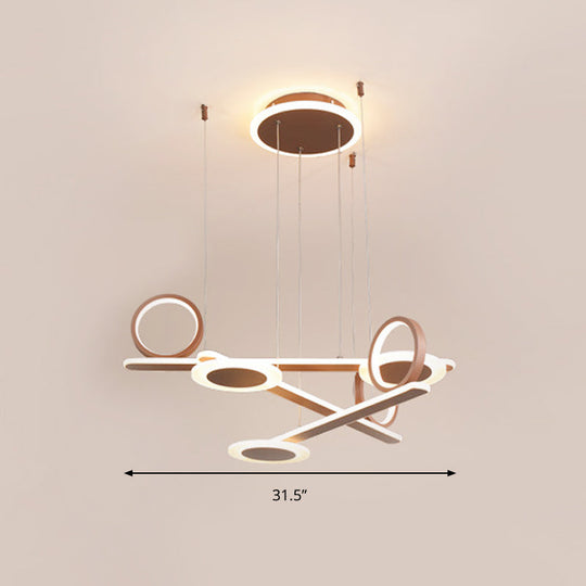Contemporary Acrylic Led Chandelier: Coffee Ring Pendant Light In Warm/White 31.5’/39’ Wide