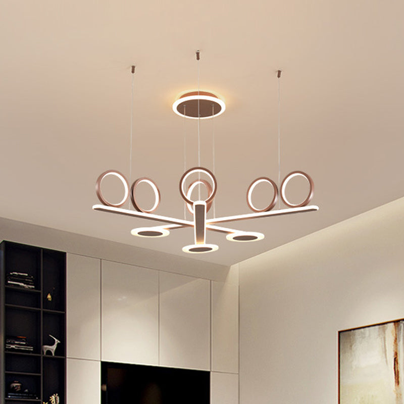 Contemporary Acrylic Led Chandelier: Coffee Ring Pendant Light In Warm/White 31.5’/39’ Wide /