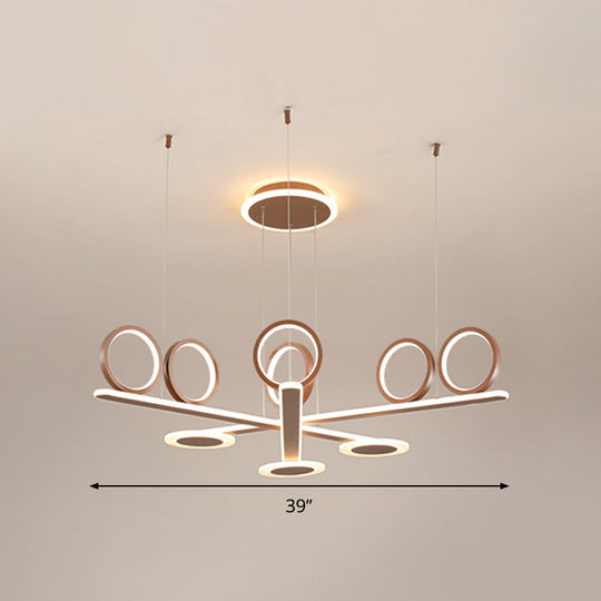 Contemporary Acrylic Led Chandelier: Coffee Ring Pendant Light In Warm/White 31.5’/39’ Wide