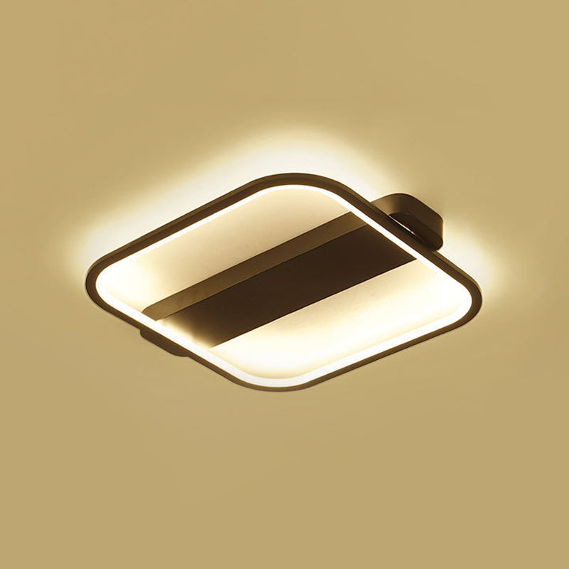 Modern Black Led Ceiling Fixture - 16.5/20.5 Minimalist Square Style Acrylic Flush Mount Lamp With 3