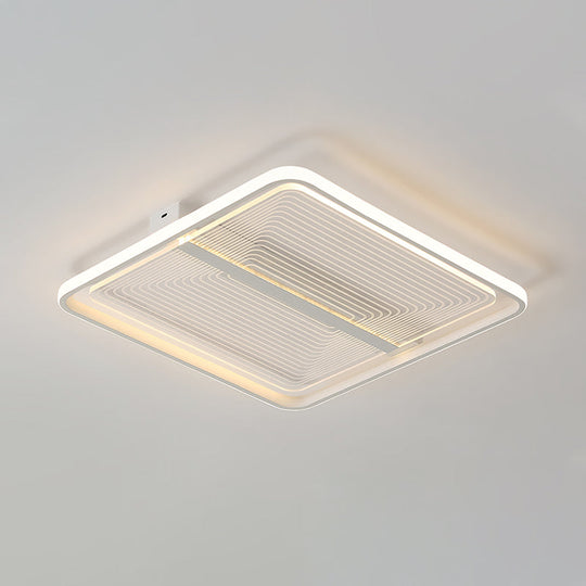 Modern Acrylic Square Flush Mount Lamp - White Ceiling Light Fixture With Warm/White