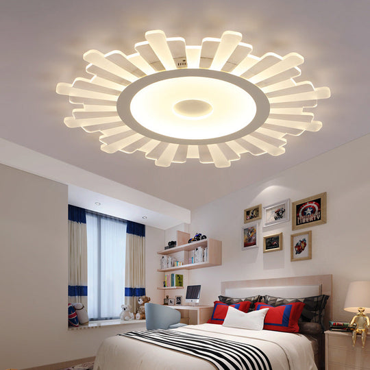 Minimalist Acrylic Sun Ceiling Light: Led Flush Mount 3 Light Options 16.5’ - 24.5’ Wide White