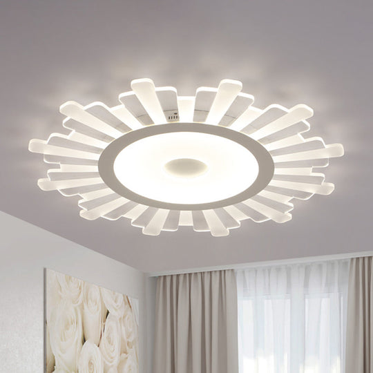 Minimalist Acrylic Sun Ceiling Light: Led Flush Mount 3 Light Options 16.5-24.5 Wide White Finish /