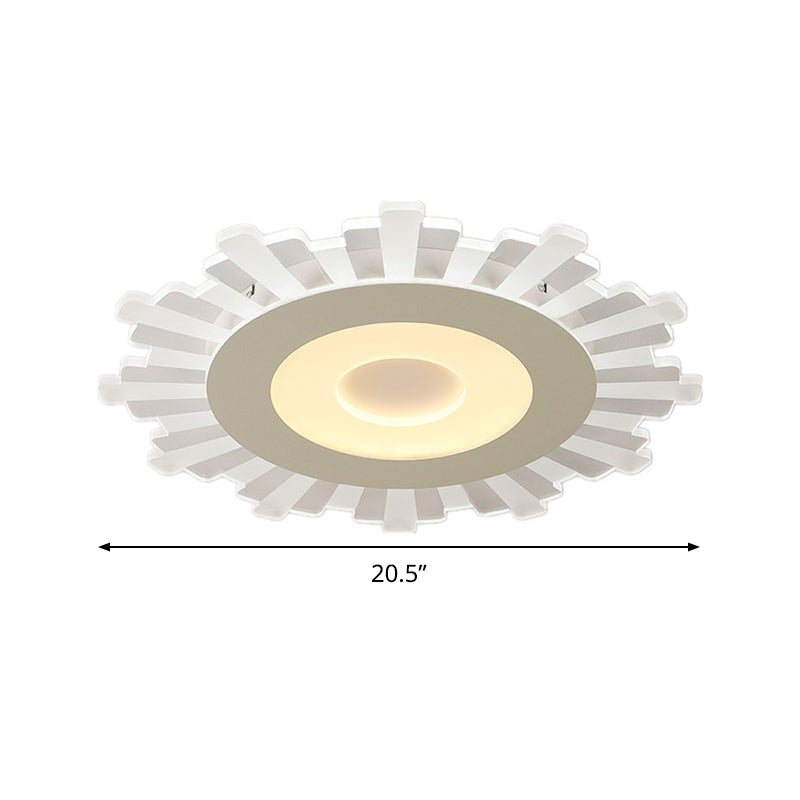 Minimalist Acrylic Sun Ceiling Light: Led Flush Mount 3 Light Options 16.5-24.5 Wide White Finish