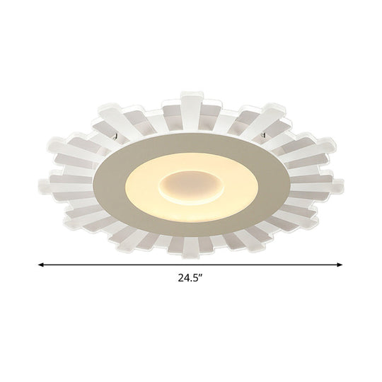 Minimalist Acrylic Sun Ceiling Light: Led Flush Mount 3 Light Options 16.5-24.5 Wide White Finish