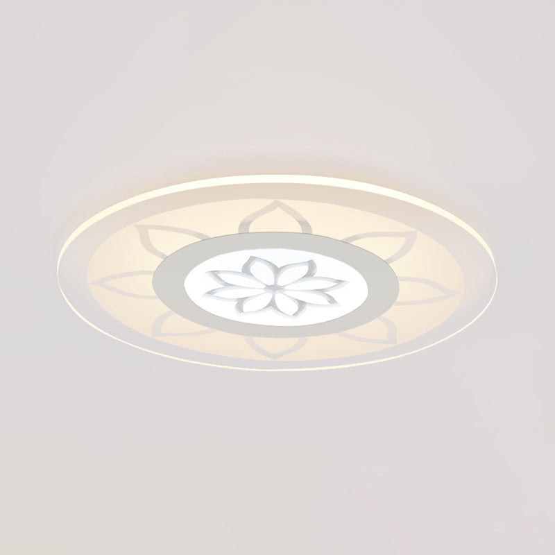 Modern Acrylic Lotus Flush Mount - 16.5’/20.5’ Wide Ceiling Lamp In Warm/White/3 Color Light