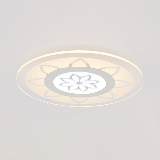 Modern Acrylic Lotus Flush Mount - 16.5’/20.5’ Wide Ceiling Lamp In Warm/White/3 Color Light