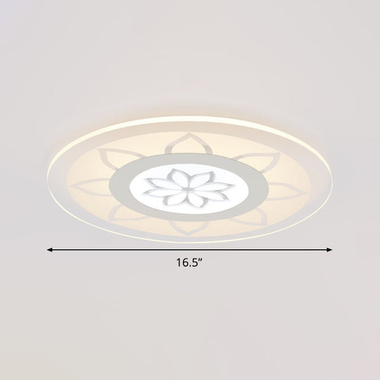Modern Acrylic Lotus Flush Mount - 16.5/20.5 Wide Ceiling Lamp In Warm/White/3 Color Light For