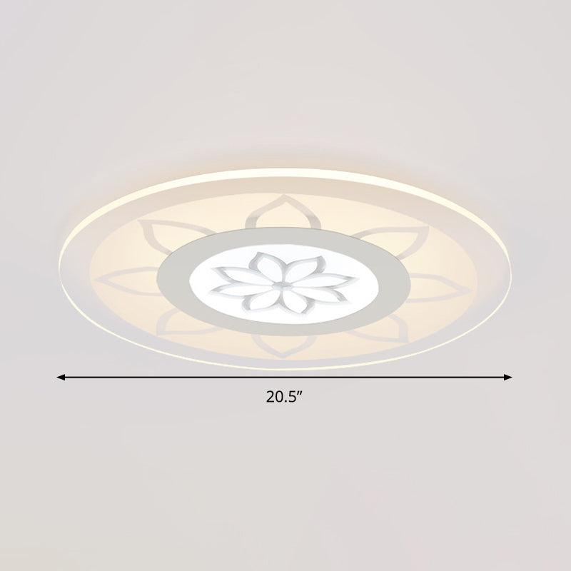 Modern Acrylic Lotus Flush Mount - 16.5/20.5 Wide Ceiling Lamp In Warm/White/3 Color Light For