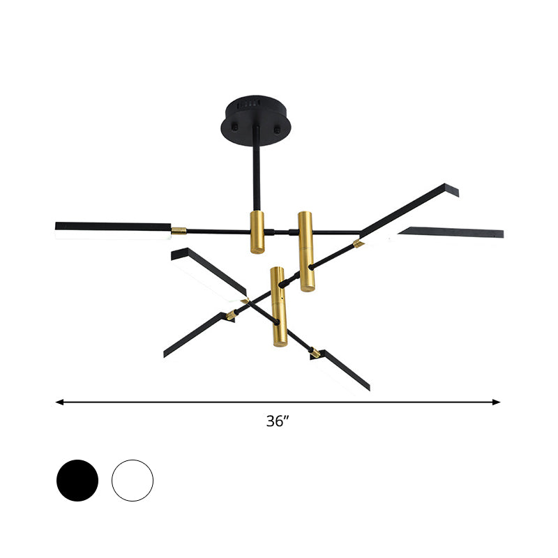 Contemporary Black/Gold Or White/Gold Acrylic Chandelier - Sputnik Ceiling Light (4/6-Light) Third