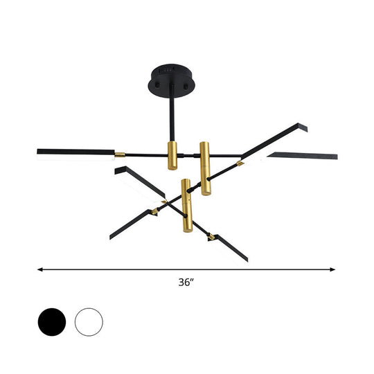 Contemporary Black/Gold Or White/Gold Acrylic Chandelier - Sputnik Ceiling Light (4/6-Light) Third