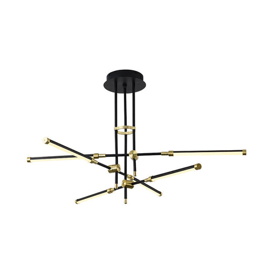 Modern Led Chandelier Light Acrylic 6-Light Ceiling Pendant - Black/Gold Or White/Gold