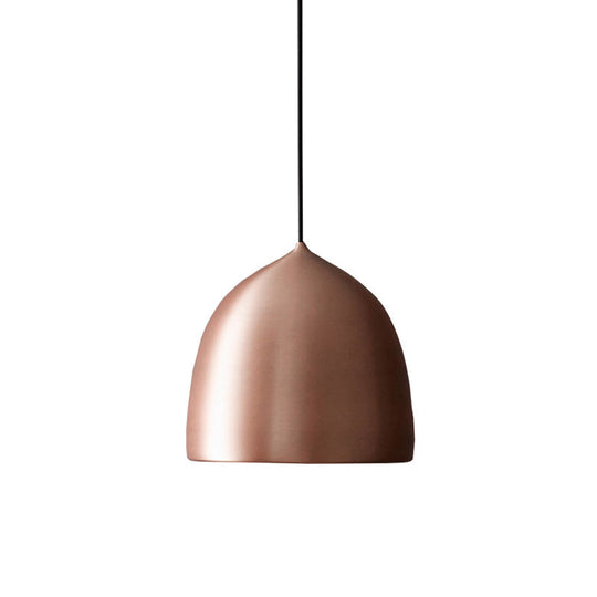 Modern Metal Domed Hanging Light - 1 Suspension Pendant For Dining Room Black/Copper Finish
