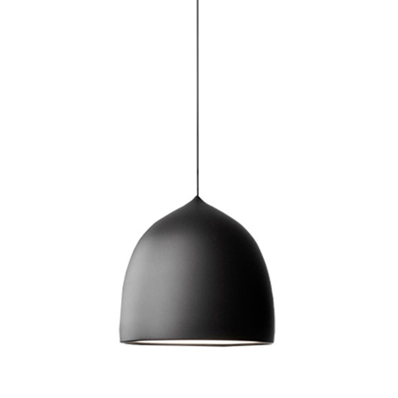 Modern Metal Domed Pendant Light - 1-Light Black/Copper Suspension For Dining Room