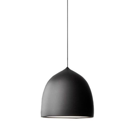 Modern Metal Domed Pendant Light - 1-Light Black/Copper Suspension For Dining Room