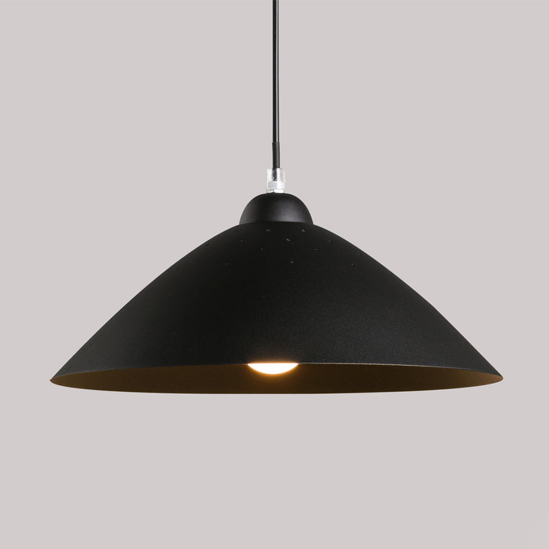 Contemporary Conical Metal Pendant Lamp - 1 Light Black/White Perfect For Dining Room