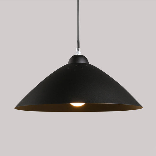 Contemporary Conical Metal Pendant Lamp - 1 Light Black/White Perfect For Dining Room