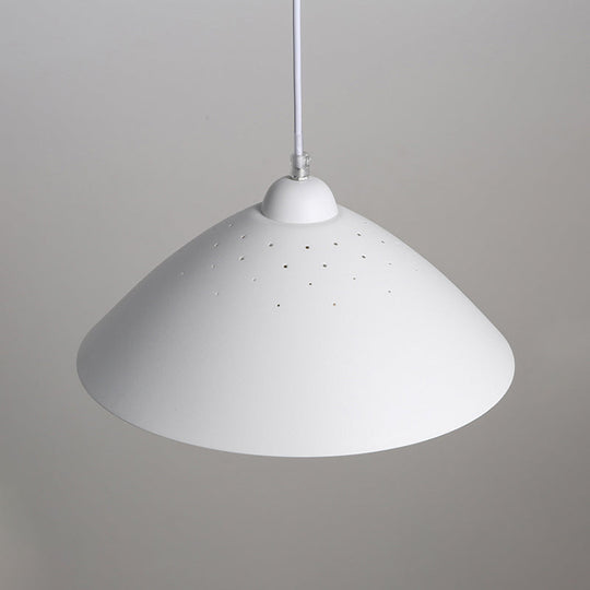 Contemporary Conical Metal Pendant Lamp - 1 Light Black/White Perfect For Dining Room