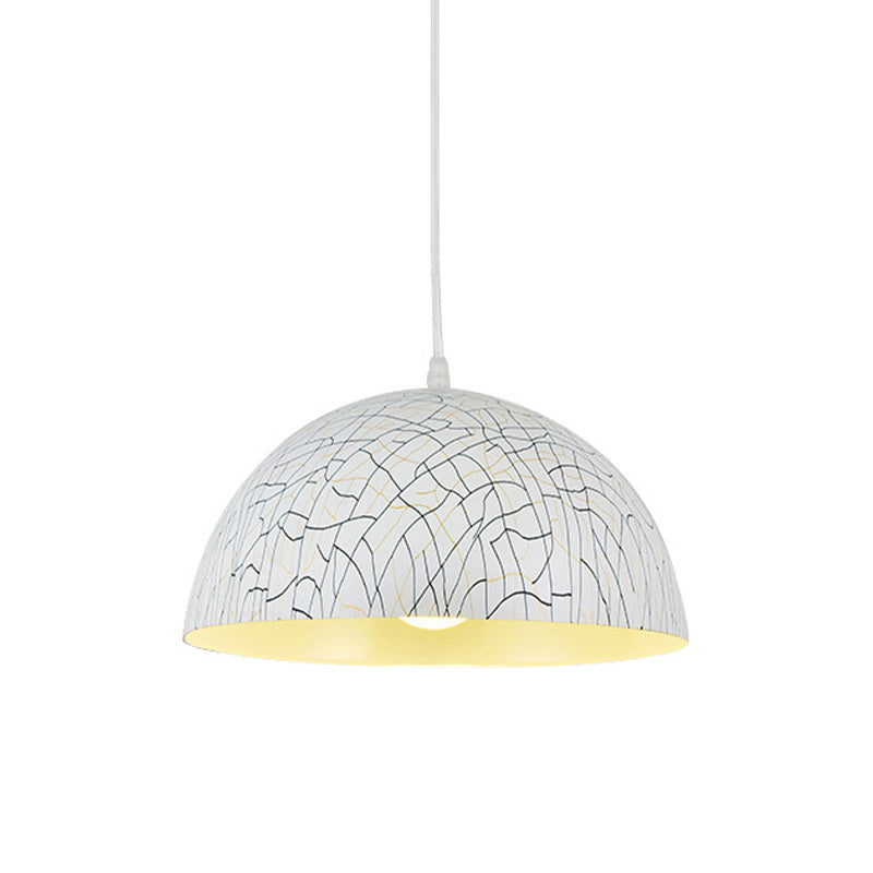 Dome Pendant Light Fixture - Minimalist Metal 1 12/14/16 Wide Red Brown/Ivory Dining Room Hanging