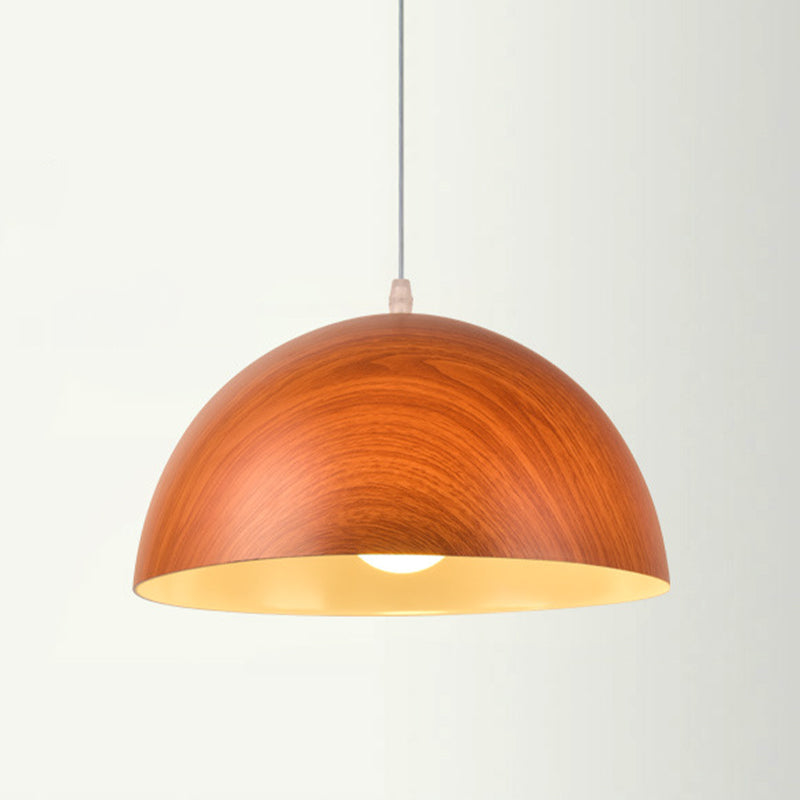 Dome Pendant Light Fixture - Minimalist Metal 1 Red Brown/Ivory 12’/14’/16’ Wide Ideal For