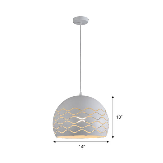 Minimalist Metal Dome Pendant Ceiling Light - 1 Suspension Lamp In White