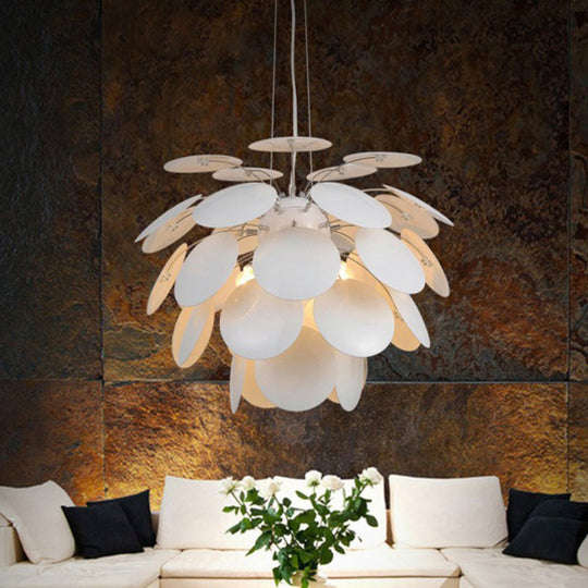 Minimalist Metal Pinecone Hanging Ceiling Light - 19.5/23.5 Wide White Suspension Pendant