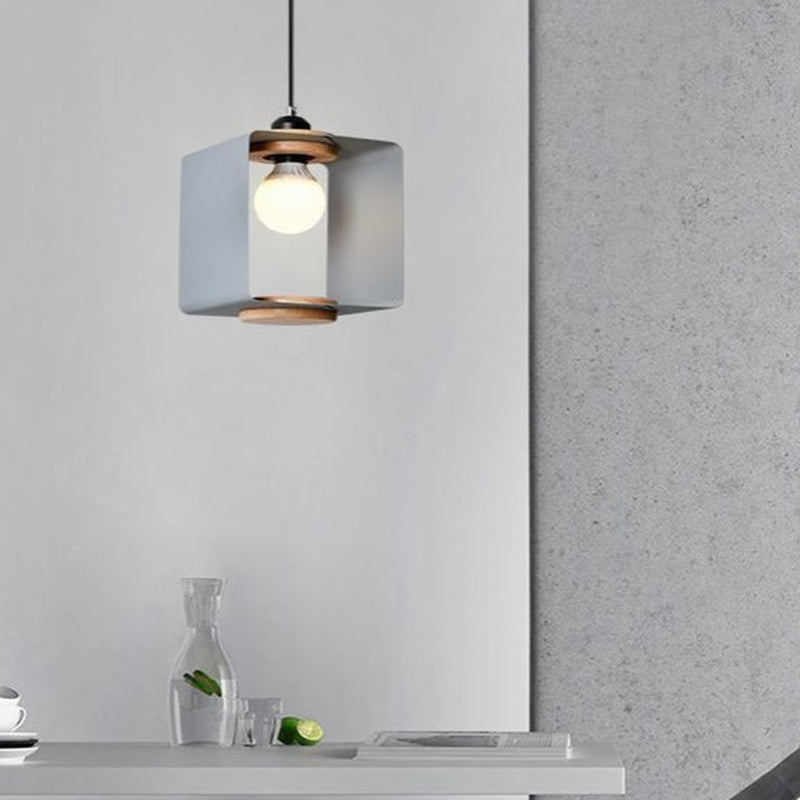 Contemporary Metal Drop Pendant Hanging Light Fixture For Dining Room - 1 Grey/White