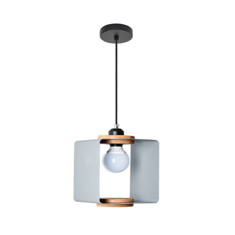 Metal Drop Pendant - Contemporary 1 Light Grey/White Dining Room Hanging Fixture