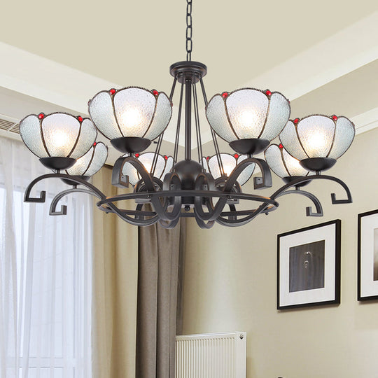 Glamorous Tiffany Chandelier With Frosted Glass Suspension And Multiple Sizes: 3 6 Or 8 Lights In