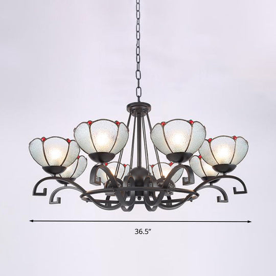 Glamorous Tiffany Chandelier With Frosted Glass Suspension And Multiple Sizes: 3 6 Or 8 Lights In