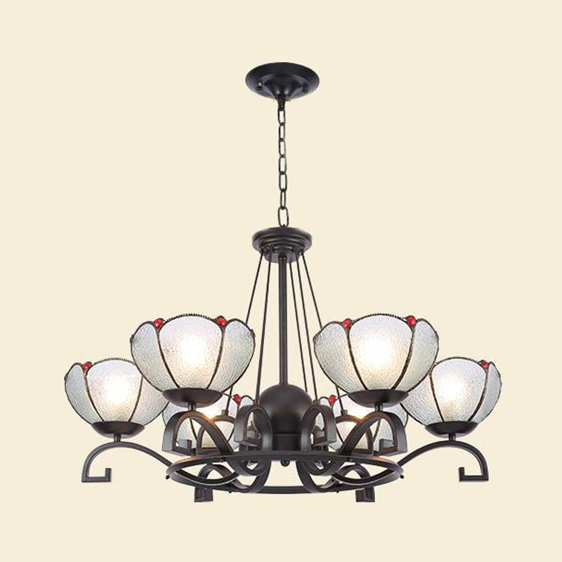 Glamorous Tiffany Chandelier With Frosted Glass Suspension And Multiple Sizes: 3 6 Or 8 Lights In