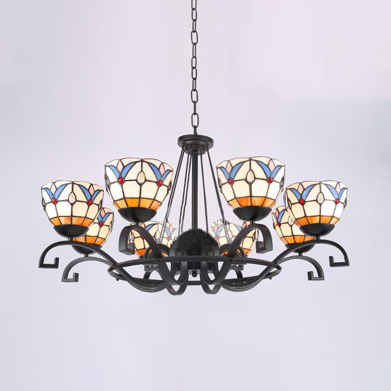 Glamorous Tiffany Chandelier With Frosted Glass Suspension And Multiple Sizes: 3 6 Or 8 Lights In