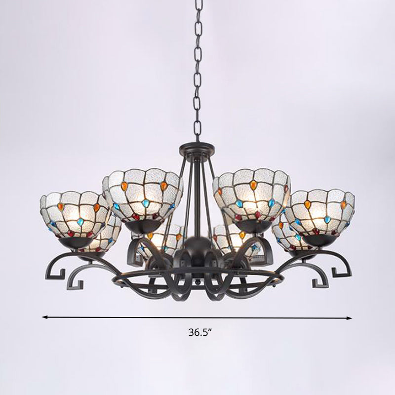 Glamorous Tiffany Chandelier With Frosted Glass Suspension And Multiple Sizes: 3 6 Or 8 Lights In