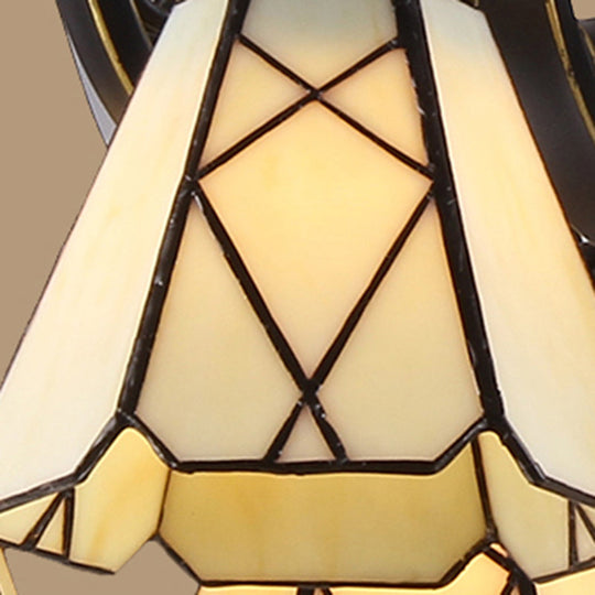 Baroque Yellow Glass Cone Chandelier - 5/6/8 Lights Black Ceiling Suspension Lamp