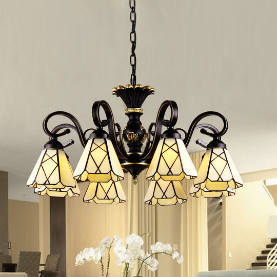 Baroque Yellow Glass Cone Chandelier - 5/6/8 Lights Black Ceiling Suspension Lamp 8 /