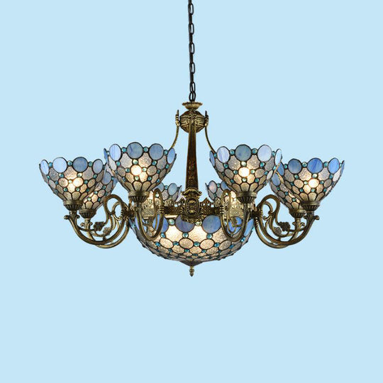 Bronze Beaded Chandelier Lamp - Antique Style 3/8/11 Lights Cut Glass Hanging Kit For Living Room