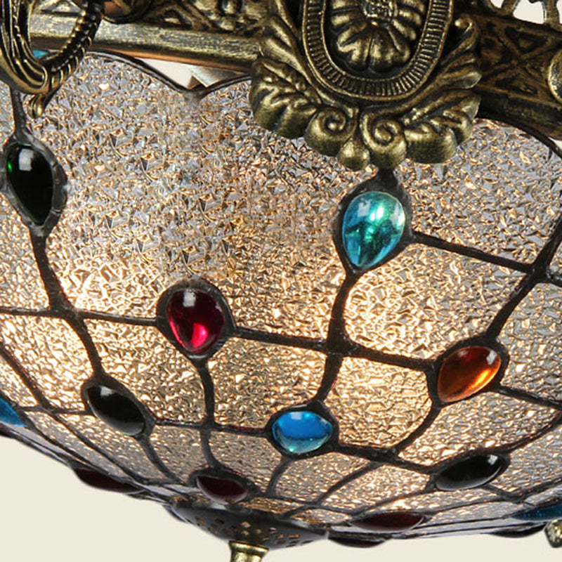 Bronze Jeweled Chandelier Lighting Fixture With Mediterranean Cut Glass - Antique Design Multiple