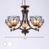 Mediterranean Glass Domed Chandelier Light Fixture | 3/5/8 Lights White/Clear Shades Suspension Lamp