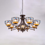 Mediterranean Glass Domed Chandelier Light Fixture | 3/5/8 Lights White/Clear Shades Suspension Lamp