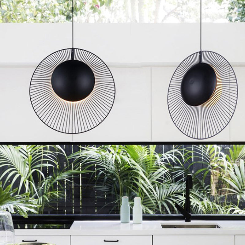 Round Metal Pendant Light In Black - 14’/18’ For Dining Room