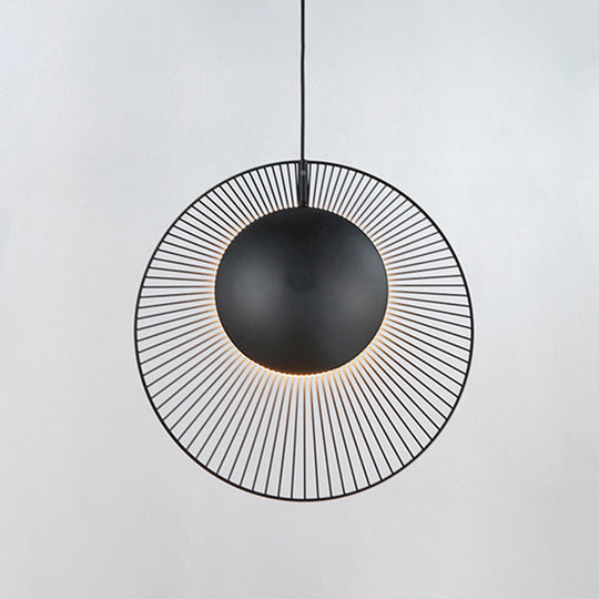Round Metal Pendant Light In Black - 14’/18’ For Dining Room