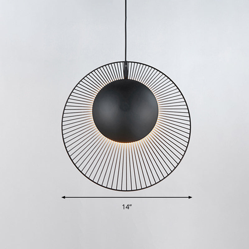 Round Metal Pendant Light In Black - 14’/18’ For Dining Room