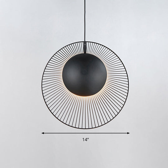 Simple Round Metal Hanging Light In Black - 14/18 Wide 1 Drop Pendant For Dining Room