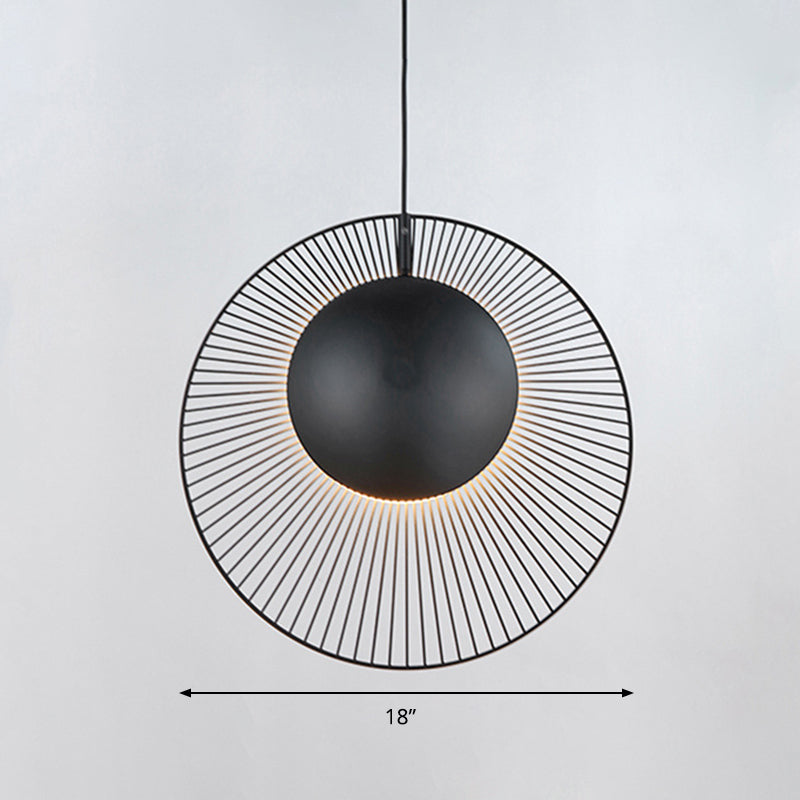 Simple Round Metal Hanging Light In Black - 14/18 Wide 1 Drop Pendant For Dining Room
