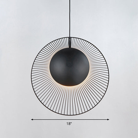 Simple Round Metal Hanging Light In Black - 14/18 Wide 1 Drop Pendant For Dining Room